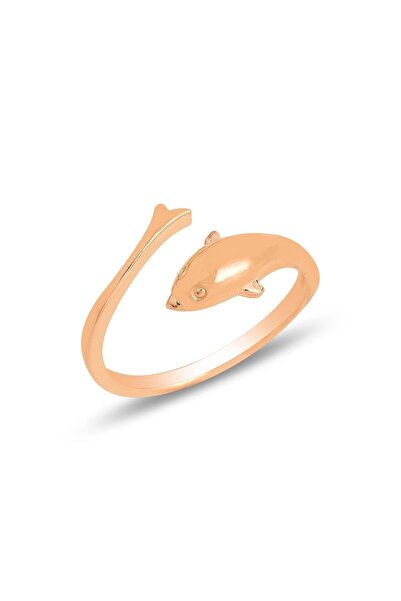 Söğütlü Silver Gümüş Rose Üstten Ayarlamalı Yunus Balığı Yüzük Sgtl11817rose