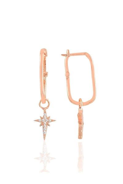 Söğütlü Silver Gümüş Rose Kutup Yıldızı Göçmen Küpe Sgtl10422rose