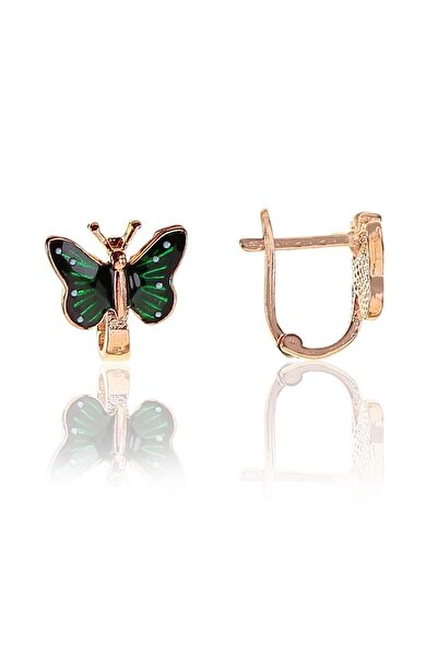 Söğütlü Silver Gümüş Yeşil Mineli Kelebek Modeli Küpe Sgtl10808ysl