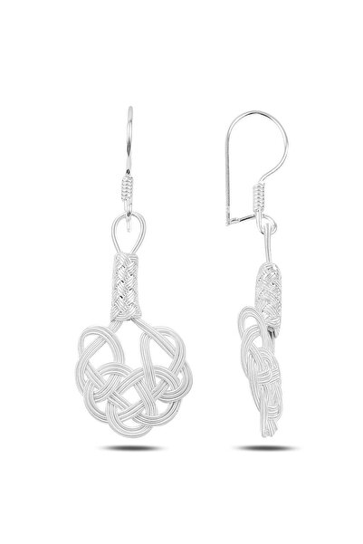 Söğütlü Silver Gümüş Beyaz Kazaziye Aşk Düğümü Küpe Sgtl9520byz