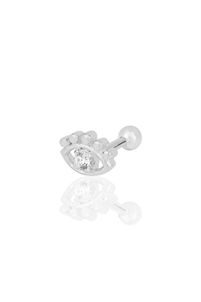 Söğütlü Silver Gümüş Rodyumlu Zirkon Taşlı Kirpikli Göz Modeli Tragus Helix Piercing Küpe Sgtl12202rodaj