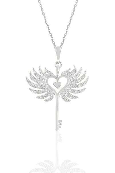 Söğütlü Silver Gümüş Rodyumlu Zirkon Taşlı Kalbin Anahtarı Kolye Sgtl10900rodaj