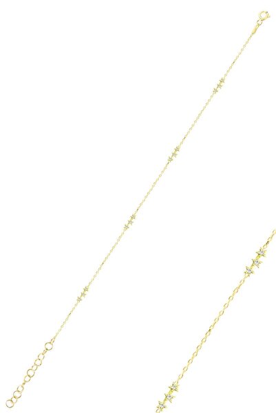 Söğütlü Silver Gümüş altın yaldızlı zirkon taşlı kayan yıldız bileklik SGTL12...