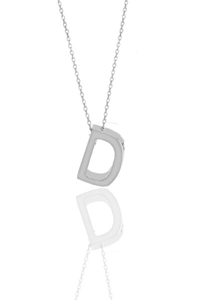 Söğütlü Silver Gümüş Rodyumlu Üç Boyutlu Minimal D Harf Kolye Sgtl11181d