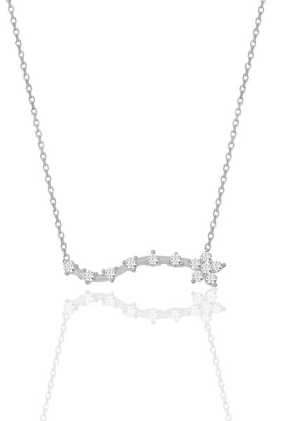 Söğütlü Silver Gümüş Rodyumlu Zirkon Sıra Taşlı Çiçek Kolye Sgtl11978rodaj