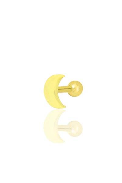 Söğütlü Silver Gümüş altın yaldızlı hilal modeli Tragus helix Piercing küpe SGTL12316GOLD