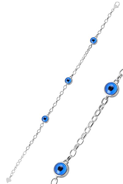 Söğütlü Silver Kadın Gümüş 7,5 Mm Büyüklüğünde Çift Taraflı Cam Göz Bileklik ...