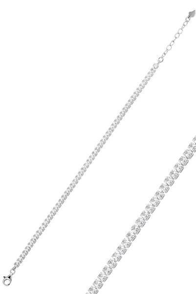 Söğütlü Silver Gümüş Rodyumlu Zirkon Baget Taşlı Su Yolu Bileklik Sgtl11728rodaj
