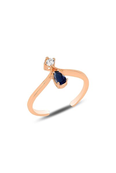 Söğütlü Silver Gümüş Rose Safir Taşlı Taç Modeli Ayarlamalı Damla Yüzük Sgtl1...