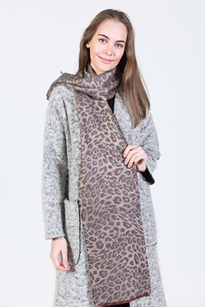 POSUSS Leopar Baskılı Akrilik Kadın Atkı Tarcın Kahve - Ps724