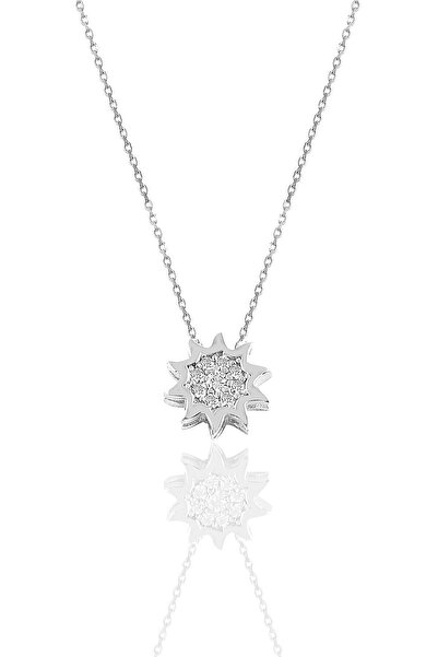 Söğütlü Silver Gümüş Rodyumlu Zirkon Taşlı Güneş Kolye