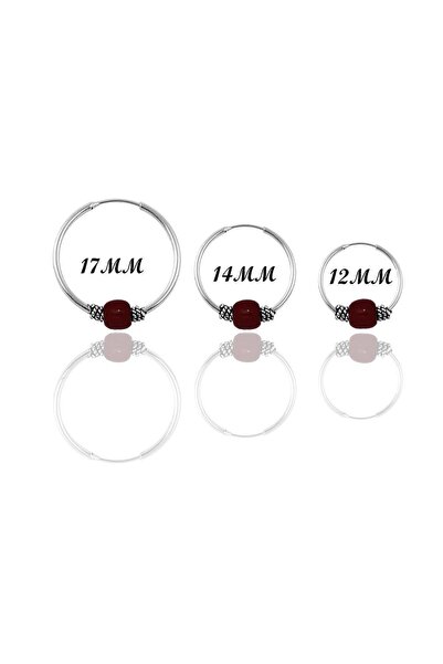 Söğütlü Silver Gümüş Mercan Renk Taşlı Üç Boydan Oluşan Halka Küpeler Sgtl111...