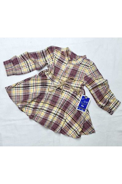 MAXI DRY Карирана рокля за момиче - плат дървар, 2-5г