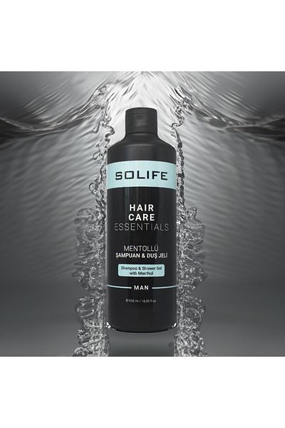SOLIFE Men's Anti-Dandruff Menthol Shampoo and Shower Gel - 500 Ml