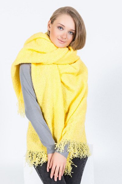 POSUSS Boucle Shawl Acrylic Women's Shawl 80x200 Cm- Yellow - Ps2107