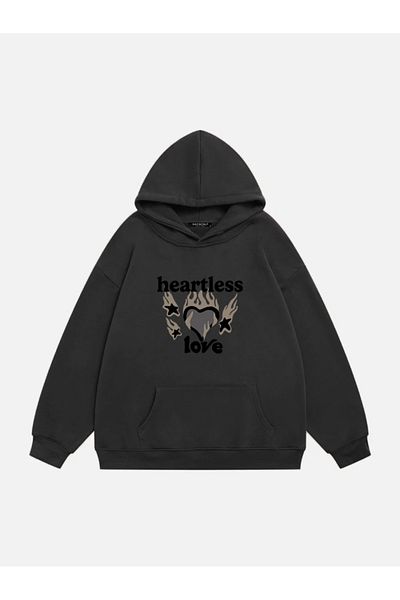 Mad&Calf Φούτερ Unisex Oversize Fleece - Κουκούλα με στάμπα Heartless Love