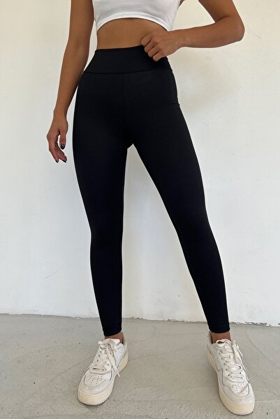 MinaCarin Γυναικείο κολάν μαύρο με ραβδώσεις εξαιρετικά ψηλόμεσο