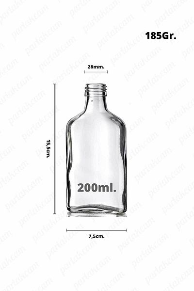 parlakcam Cold Brew Transparent 200 Ml Leak Proof Black Plastic Lid 6 Pieces Flat Glass Bottles (cold Coffee)