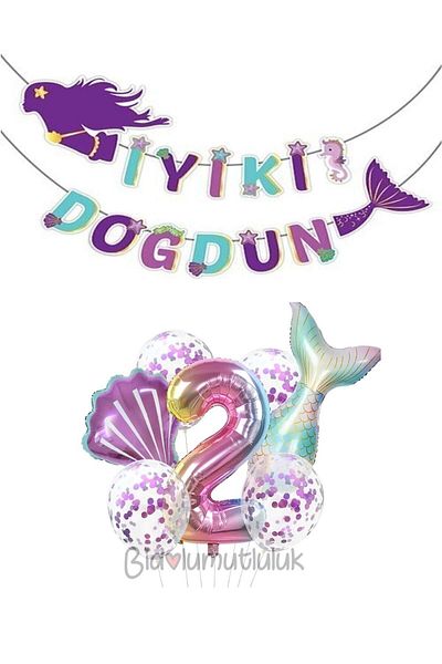 BİDOLUMUTLULUK Mermaid Foil Set Concept Birthday Set