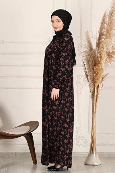 fistan Shirring Robadan Μπροστινά κουμπιά από ύφασμα βισκόζης Φόρεμα προσευχής για μητρικό φόρεμα