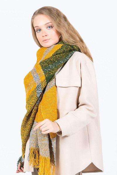 POSUSS Plaid Boucle Acrylic Women's Shawl - Yellow - Ps11040001