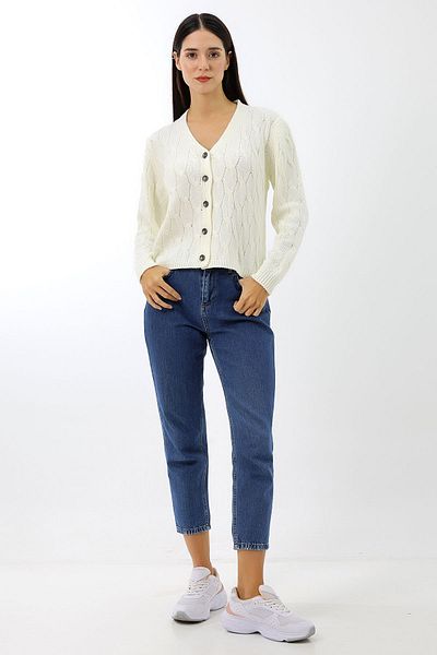 Devinka White Soft Knitwear Cardigan - Women's, Buttoned