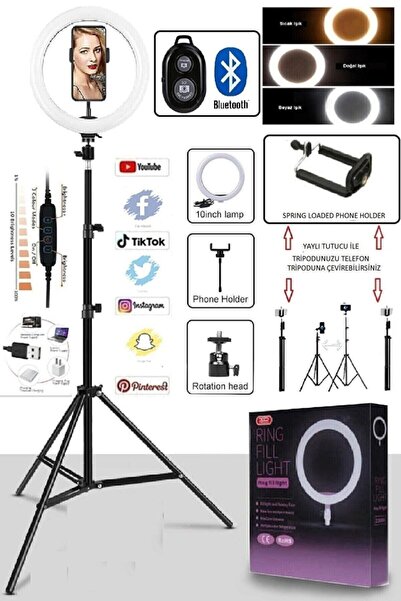 asua Ring Light Led Işıklı Tripod Bluetooth Kumandalı 10 Inç Yotuber Tiktok M...