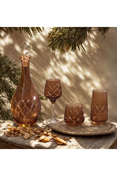 sudeka 37 Parça 12 Kişilik Kesme Cam Su Takımı Bardak Seti