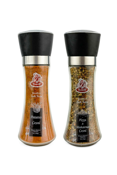 TUZOT Baharat Çeşni Cam Değirmenli 2'li Set (Patates-Pizza)