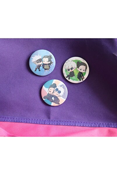 Akumastik Jujutsu Kaisen Satoru Gojo - Suguru Geto, 3 piese, set de insigne cu butoane cu ace