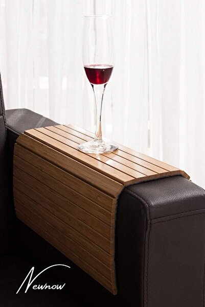 NEWNOW Bambu Koltuk Yan Tepsisi, Esnek/katlanabilir Koltuk Tepsisi Kanepe Kolu Masa Içecek