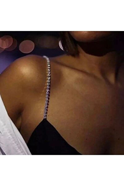 VİOLETTE Gümüş Renk Taşlı Sütyen Askısı- Tekli