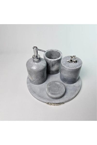 ege gross Dusty Silver Marble Bathroom Set 5Li/Gray Marble Bathroom Set