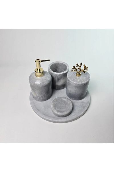 ege gross Dusty Silver Marble Bathroom Set 5Li/Gray Marble Bathroom Set
