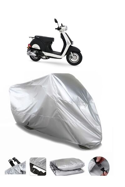 CoverPlus ماركة مونديال 50 ريفيفال رمادية مقاومة للماء للدراجات النارية