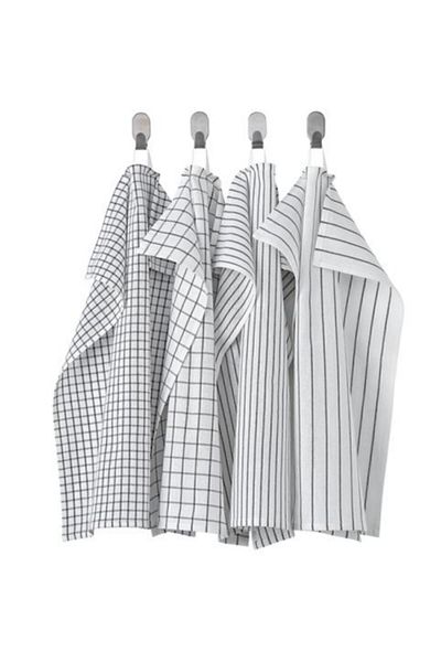 IKEA 4 Pack Tea Towels White-dark Gray Trendexpress