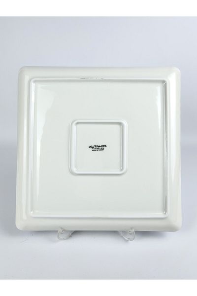 Kütahya Porselen Corendon Series - 27 cm Square Boat Plate with Blue Speckle Pattern