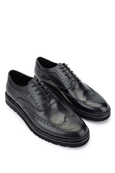Tamer Tanca Genuine Leather Men's Black Floaters - Casual Shoes