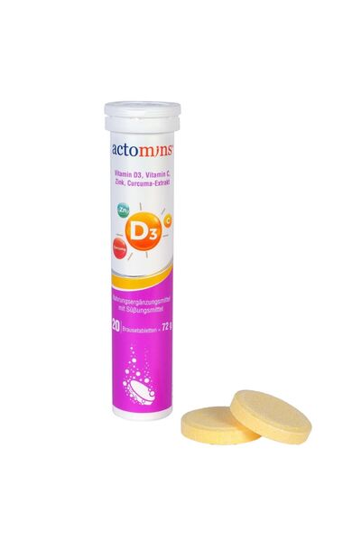 actomins Vitamin D3, Vitamin C, Çinko, Zerdeçal Ekstresi 20 Efervesan Tablet