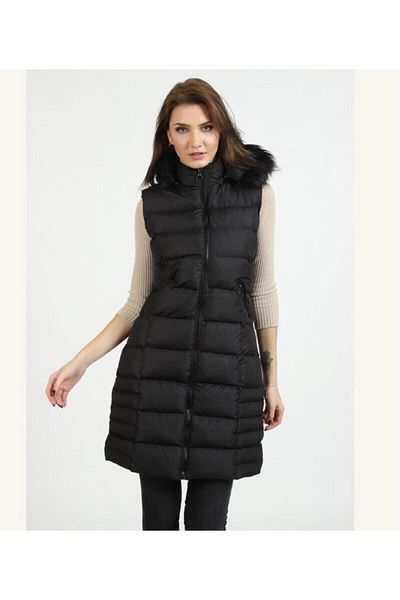 Güner Women's Black Hat Inflatable Vest 125000