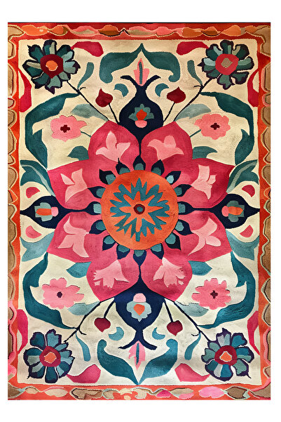 Rugs Modern Halı Paris Koleksiyonu Çok Renkli Çiçek Desenli Modern Dekoratif ...