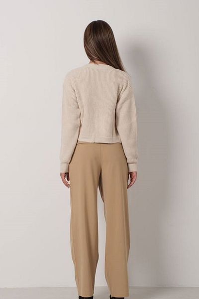 bayansepeti Μπεζ Crop Knitwear Cardigan - Λεπτομέρεια Piping, Μοντέλο 24W21017