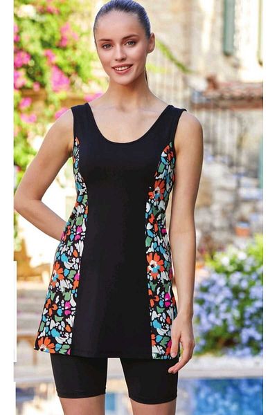 MARESİVA Swimsuit with flower detail on the sides, pads and suspenders