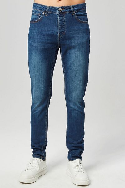 RO DENIM Мъжки дънки Slim Fit от тъмносини ликра - RO-4121