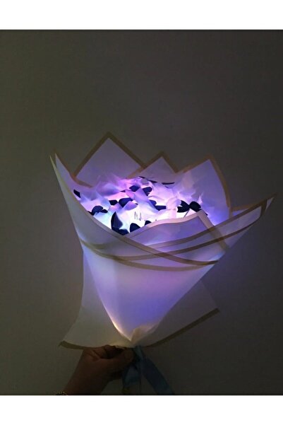 Redblue ışıklı mavi kelebek buketi