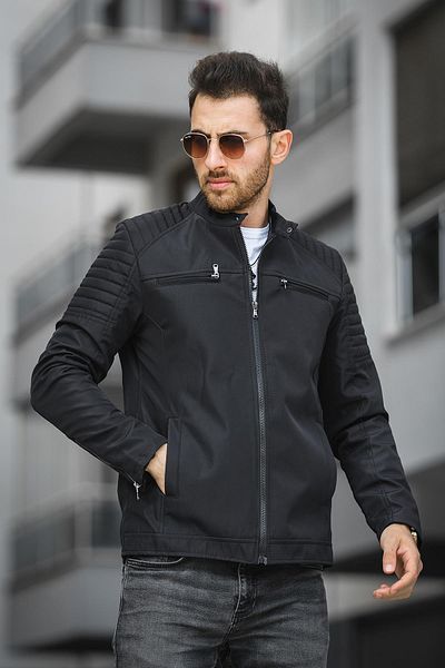 Oksit Ανδρικό παλτό Abuja Stand Collar Slim Fit με λεπτομέρεια με φερμουάρ και αδιάβροχο
