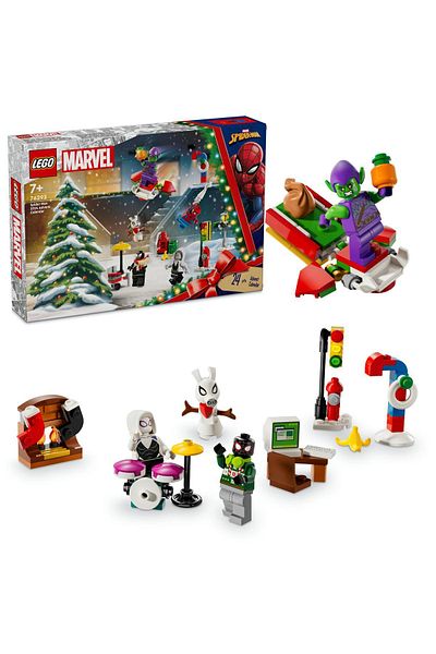 LEGO تقويم عيد الميلاد لعام 2024 من مارفل سبايدرمان - مجموعة من 7 سنوات فما فوق 76293 (246 قطعة)