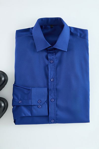 Trendyol Collection Námořnická modrá Slim Fit snadno žehlitelná pánská klasická inteligentní košile Tedaw25Go00017