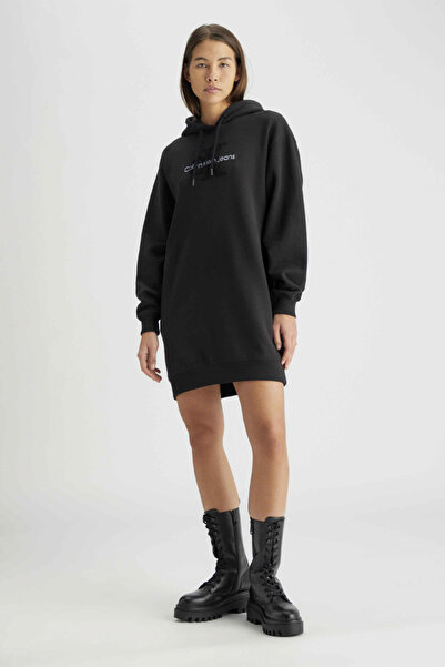 Calvin Klein CHENILLE MONOLOGO HOODIE DRESS