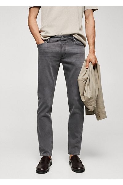 MANGO Men's Grey Denim Jeans -57110690